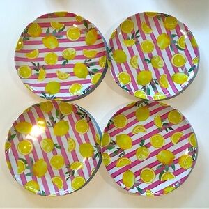 C & C California Home Lemons Dinner Plates Melamine Set Of 4 New